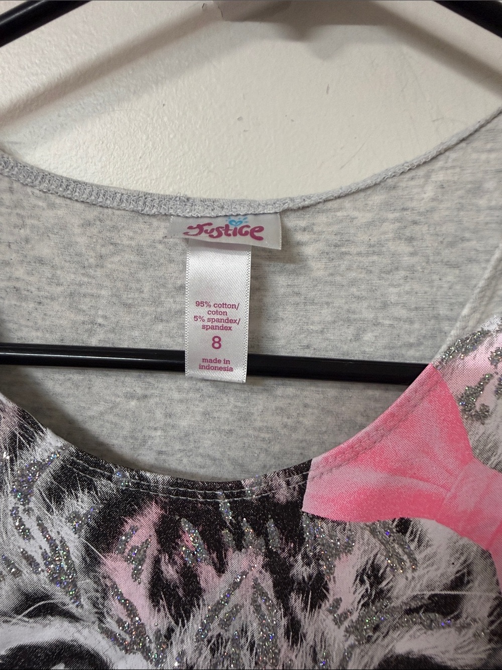 Girls Grey Tank Dress with Tiger Face and Pink Bow 🎀 2014 - Picture 2 of 4